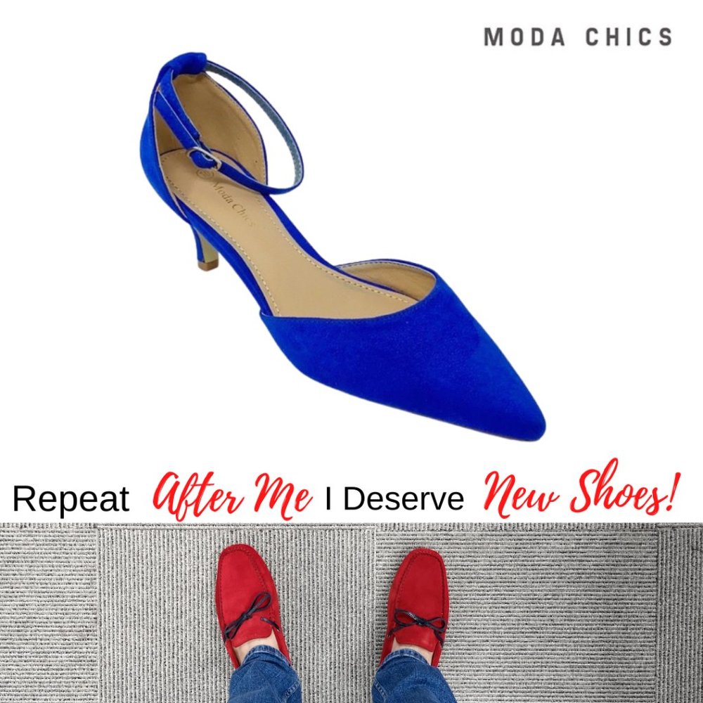 Moda Chics Blue Kitten Heel Sandals